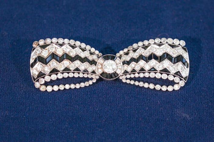 Appraisal: Cartier Platinum, Diamond & Onyx Brooch, ca. 1925