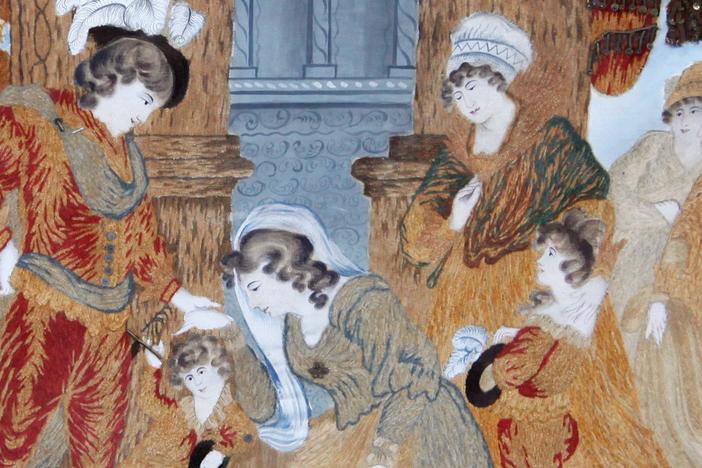 Appraisal: 1811 American Silk-on-Silk Embroidery, from Biloxi Hour 2