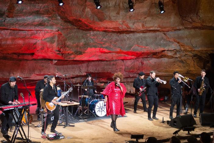 Welcome these relative newcomers, a 10-piece band fronted by a massive-voiced singer.