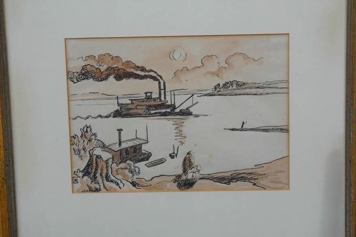 Appraisal: T. H. Benton Watercolor & Drawing, ca. 1940
