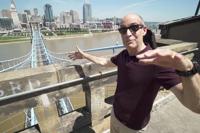 Geoffrey goes to the top of the Roebling Bridge to learn about its engineering feats.