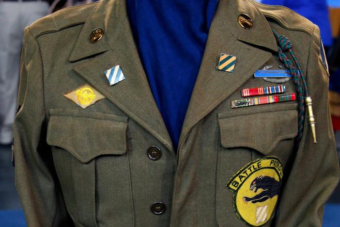 Appraisal: WWII 3rd Infantry Ike Jacket & Fighting Knife, ca. 1945, from Atlanta Hour 2.