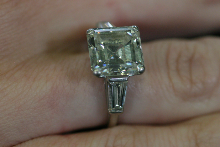 Appraisal: Asscher-cut Diamond Ring, ca. 1925, in Vintage San Francisco.
