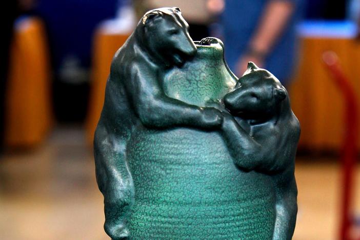 Appraisal: 1904 Van Briggle "Climbing for Honey" Vase, from Eugene Hour 1