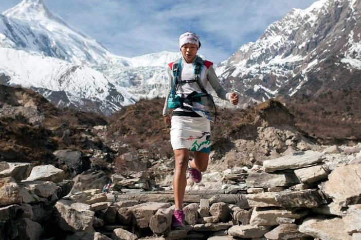 The film crew show how they managed to keep pace with marathon runner Mira Rai.