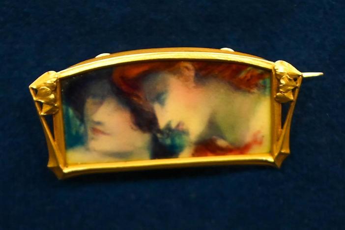 Appraisal: Lucien Hirtz Enamel & Gold Brooch, ca. 1910