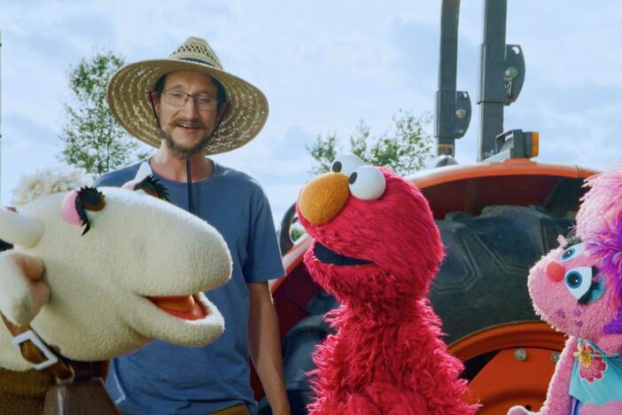 Elmo and Abby need the tractor to carry the heavy hay, but the tractor is broken.