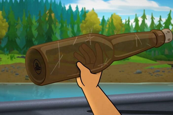Molly, Tooey, and Midge test and confirm the mysterious bottle's path & origins.