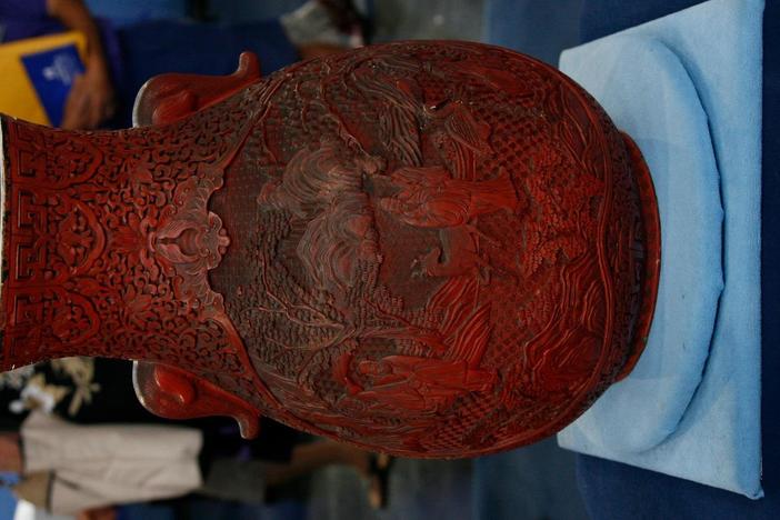 Appraisal: Chinese Red Laquer Carved Vase, ca. 1880