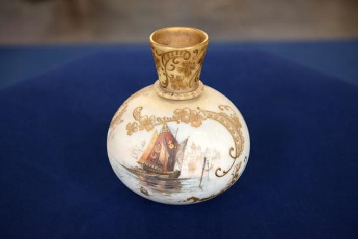 Appraisal: Mt. Washington Glass Co. Crown Milano Vase, ca. 1893.
