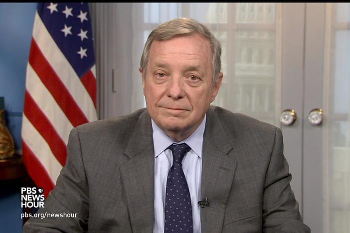 Judy Woodruff talks with Durbin about the contentious negotiations and Trump’s remarks.