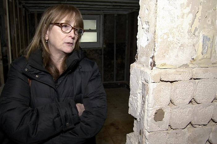 She shows some of the destruction Hurricane Sandy left in its wake.