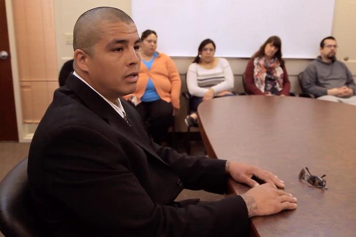 Taos explains to the court his history of drug use and his efforts at rehabilitation.