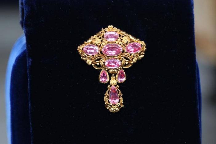Appraisal: Georgian Topaz Brooch & Ear Pendants, ca. 1830, from Omaha Hr 3.