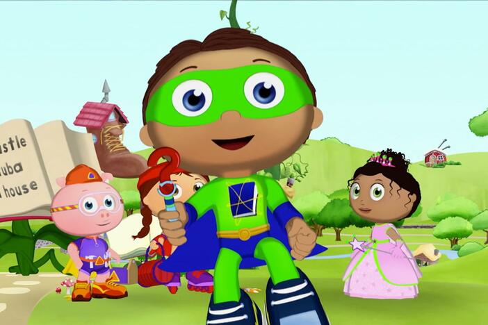 Whyatt changes the story and gains his reading powers to become Super Why!