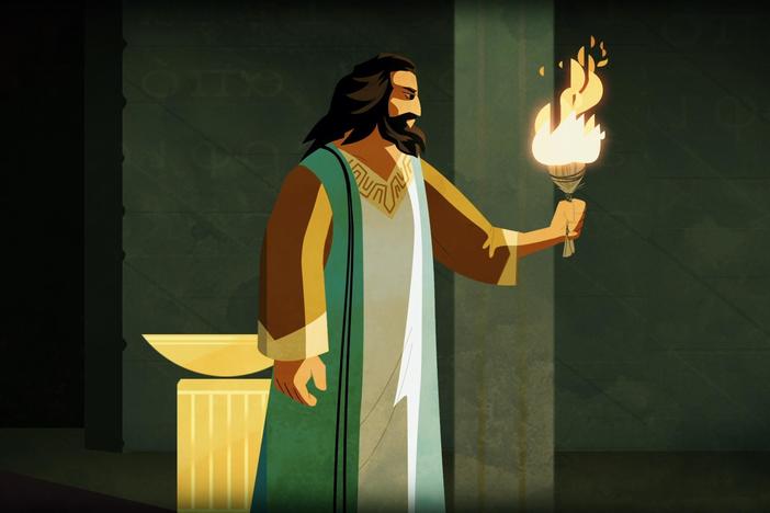 Greek performers and vivid animations tell the tale of a rebellious god named Prometheus.
