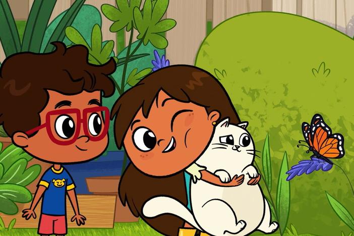 Rosie learns about monarch butterflies and decides to search for one in her backyard.
