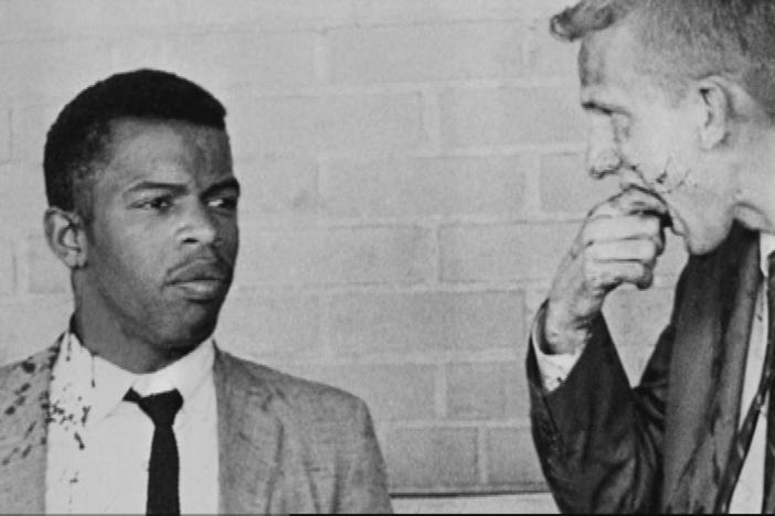 May 1961, a busload of Freedom Riders were confronted by an angry mob in Montgomery, AL. 