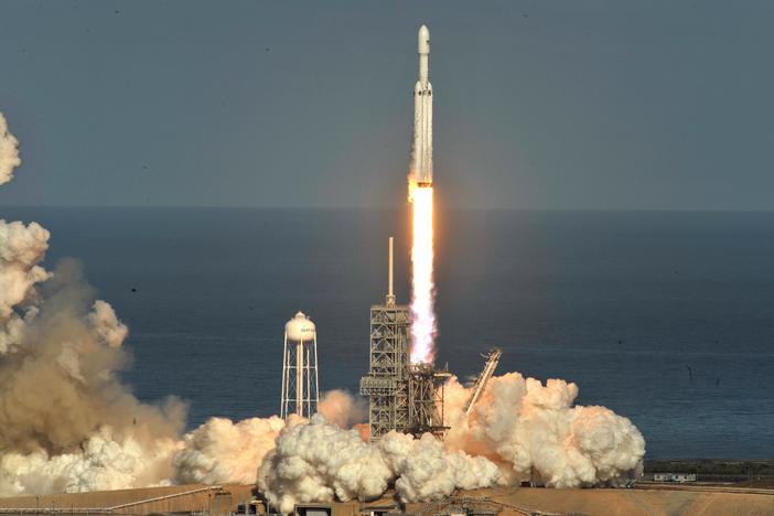 SpaceX launched the world’s most powerful rocket from the Kennedy Space Center on Tuesday.