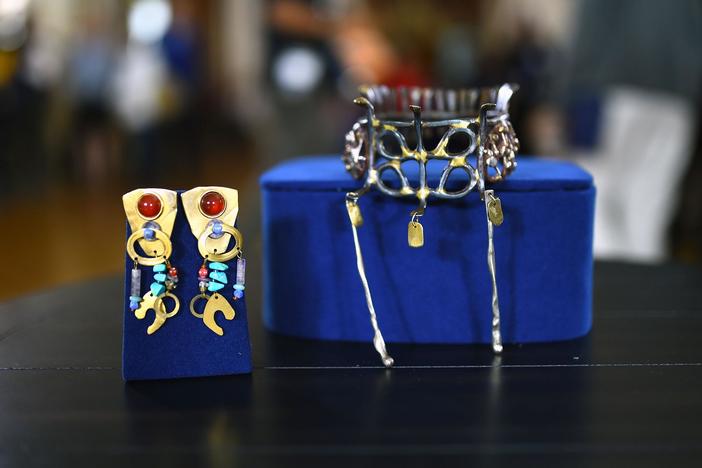 Appraisal: Claire Falkenstein Earrings & Head Ornament from Newport, Part 1.