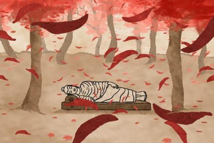 The Buddha prepared to leave the earth forever.