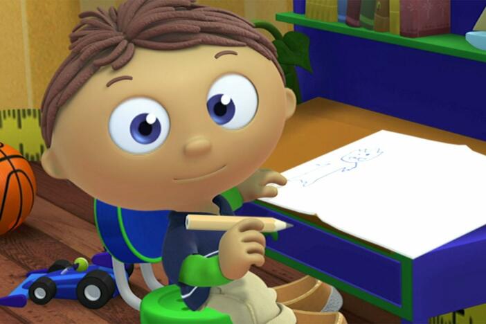 Whyatt draws a comic book for his brother, Jack. 