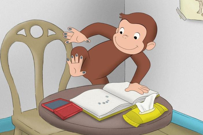 George discovers his own fingerprints./George is inspired to host his own rummage sale!