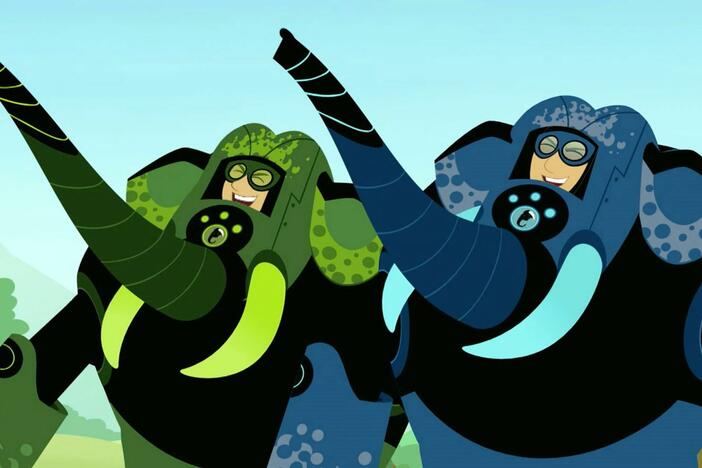 Martin and Chris use their Elephant creature powers.