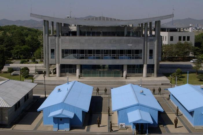 Women Cross DMZ visit Panmunjom, the site of the 1953 Korean Armistice Agreement signing.