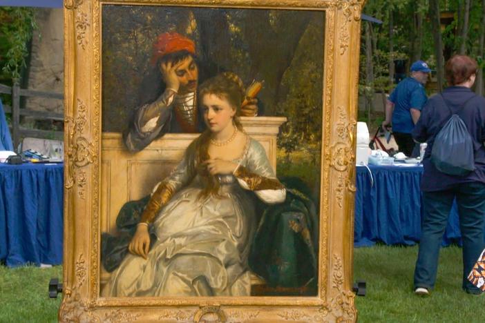 Appraisal: 1875 Pierre Jan van der Ouderaa Lovers Oil Painting
