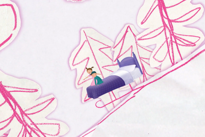 Pinkalicious and Peter use their imagination to make Peter's bed fly through the sky!