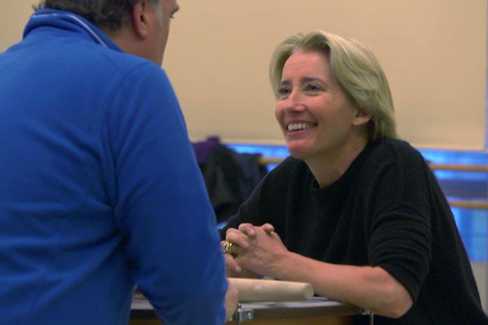 Emma Thompson wows her fellow cast members as Mrs. Lovett in "Sweeney Todd."