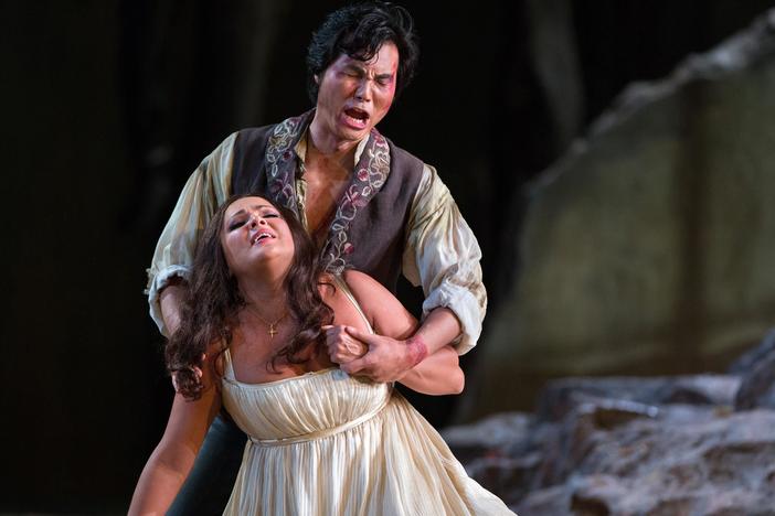 Soprano Anna Netrebko and Tenor Yonghoon Lee in their Met role debuts in the Verdi opera.