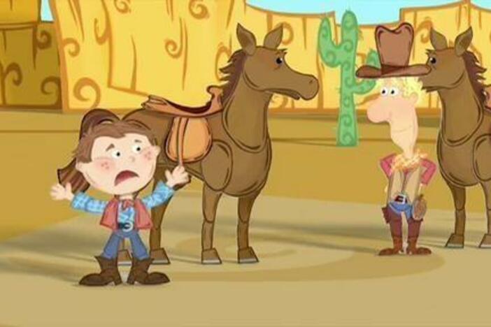 The Super Readers are pretending to be cowboys, but Alpha Pig doesn't know how to play.
