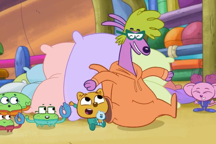 Zeke braves a sleepover. / The Wombats discover the Treeborhood’s secret tunnel system.