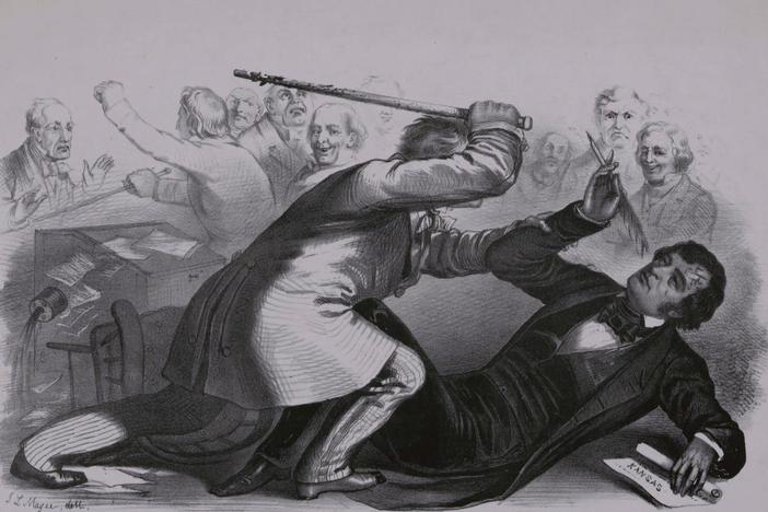 In 1856, disagreements about whether Kansas would be a free or slave state grew violent. 
