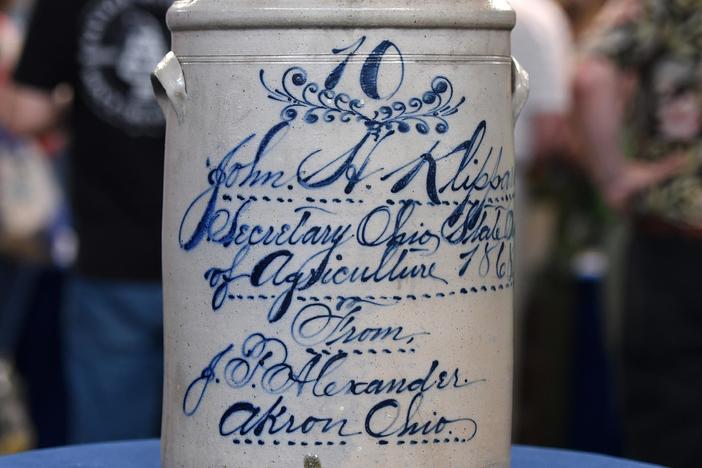 Appraisal: 1868 Ohio Salt-glazed Stoneware Crock.