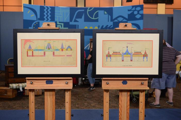 Appraisal: Disneyland Hand-colored Elevation Drawings, ca. 1954, from Palm Springs Hour 3.