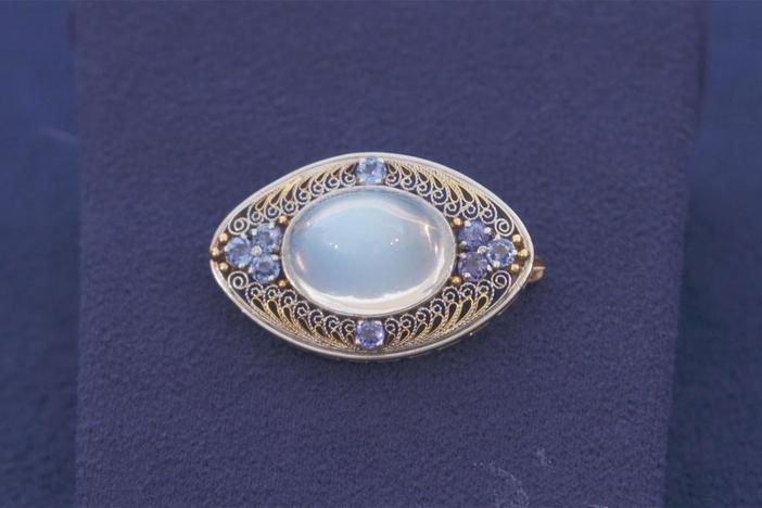 Appraisal: Louis C. Tiffany Moonstone & Sapphire Brooch, ca. 1905