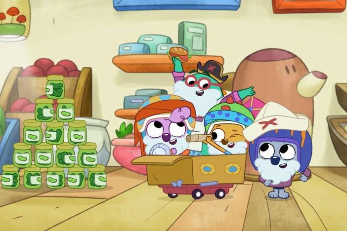 A sandwich delivery becomes a pirate escapade./The Wombats help Mr. E program his robot.