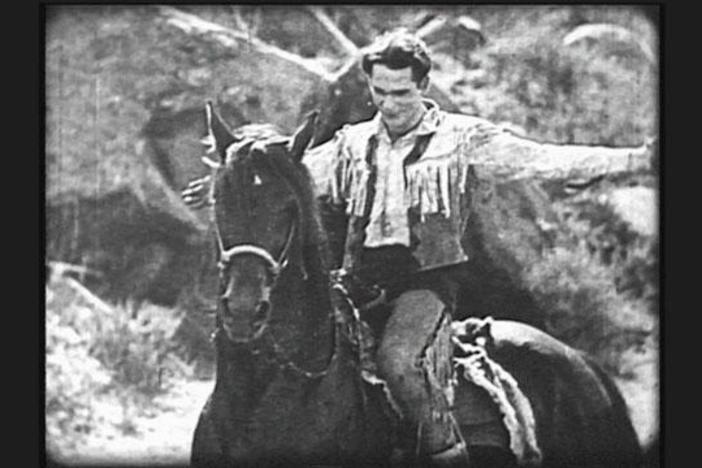 In this clip from Devil Horse, stuntman Yak Canutt can be seen riding a horse.