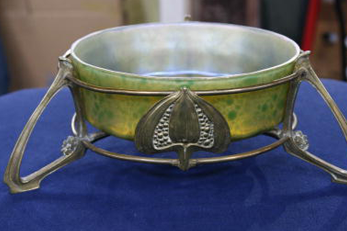 Appraisal: Early 19th Cen. Loetz Glass Bowl & Bronze Mount