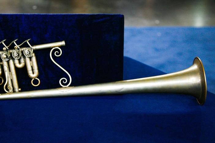 This German silver over-the-shoulder saxhorn dates back to the Civil War.
