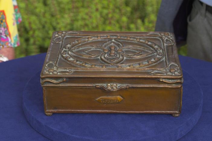 Appraisal: Fake Tiffany Bronze Casket, ca. 1980