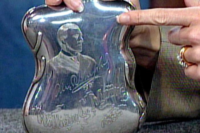 Appraisal: 1888 Silver Whiskey Flask, from Vintage Houston.