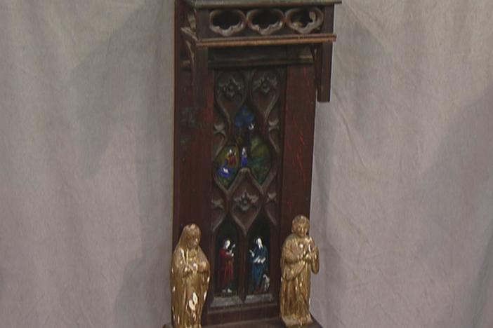 Appraisal: Limoges Enamel & Wood Plaque, from Vintage St. Louis.