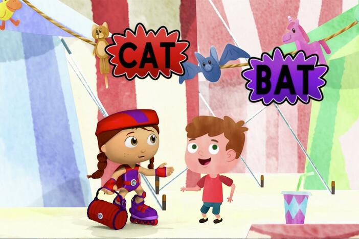 Red sings a song about how to rhyme, in order to help her new friend Aiden win the game.