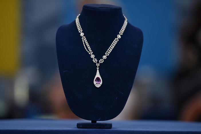Appraisal: Pink Topaz, Diamond & Pearl Necklace, ca. 1910, from Palm Springs Hour 1.