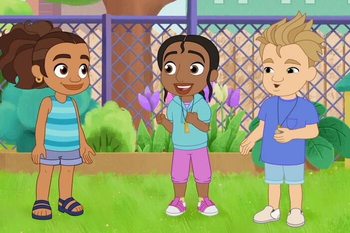 Alma, Rafia and Lucas have fun playing new games together so no one feels left out.