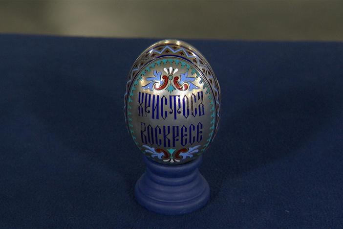 Appraisal: Khlebnikov Russian Champleve Enamel Egg, ca. 1870, from Salt Lake City Hour 3.